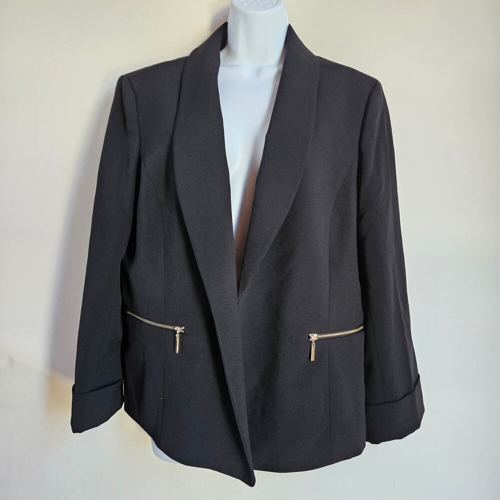 Black Label by Evan-Picone‎ Black Blazer Size 16 Jacket Business Office Career